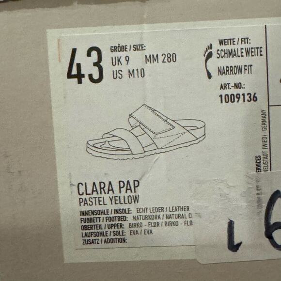 Birkenstock Men\'s Papillio Clara Pap Sandal Pastel Yellow Narrow Fit Size 10 NWB main image 6